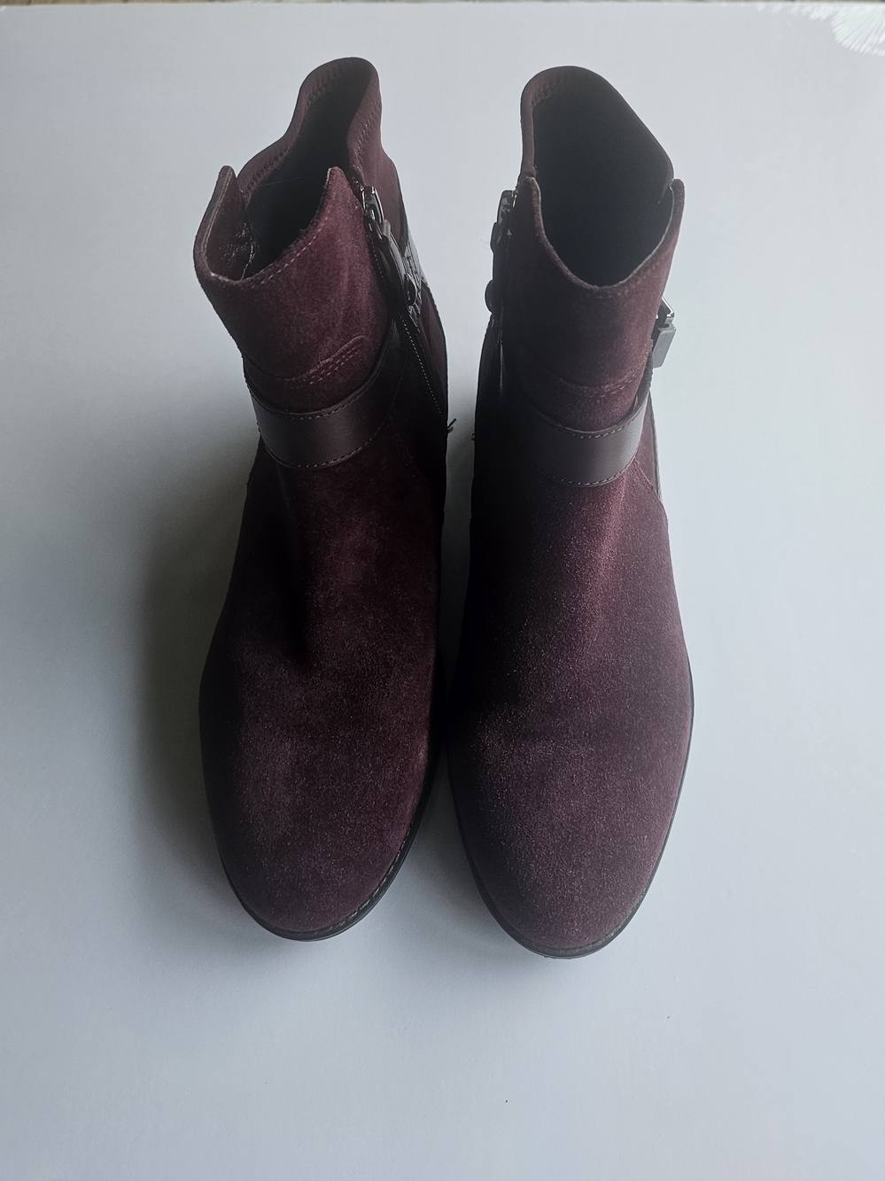 Isaac Mizrahi Burgundy Suede Ankle Booties with Buckle